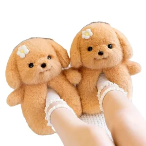 Kids Plush Slippers Baby Shoes Winter Fluffy Women’s Indoor Cute Dog Slippers Christmas Slippers