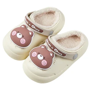 Kids Plush Slippers for Boys Girls Winter Waterproof Anti-Slip Breathable