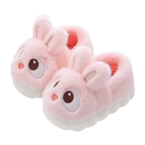 Kids Rabbit Slippers Plush Slippers Winter Warm Fleece Lined Cute Plush Non Slip Home Shoes for Toddlers Boys Girls
