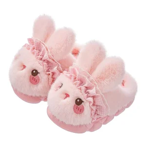 Kids Rabbit Slippers Plush Slippers Winter Warm Fleece Lined Cute Plush Non Slip Home Shoes for Toddlers Boys Girls