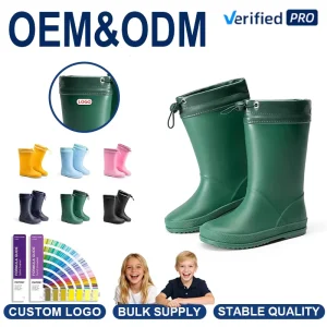 Kids Rain Boots Boys Girls Waterproof Lightweight Easy On Calf High PVC Outdoor Playing Rain Boots Unisex Children