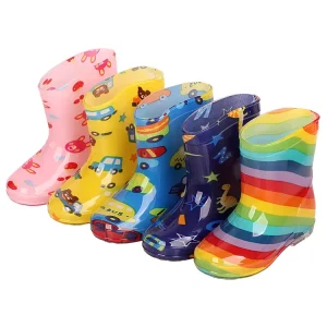 Kids Rain Boots Children Cute Cartoon Animal Water Shoes Protector Waterproof PVC Midi Boots Winter Autumn Girls Boys