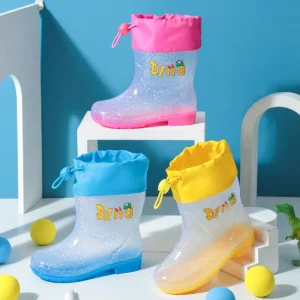Kids Rain Boots Transparent Lightweight Waterproof Rain Boots Boys Girls Young Children’s Rubber Shoes Baby Students Water
