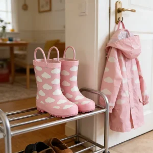Kids Rain Boots and Raincoat for Outdoor Hiking Rainy Waterproof Custom Pattern Rubber Children Rain Boots Manufacturer