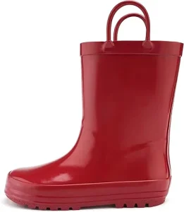 Kids Rain Boots for Boys Girls Waterproof Natural Rubber Toddler Rainboots Easy on Handles Non-Slip Sole