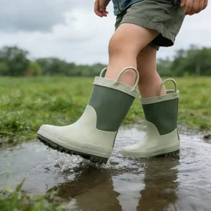 Kids Rain Boots for Rainy Hiking Wear Waterproof and Lightweight Wellington Boots with Handle Reflective OEM