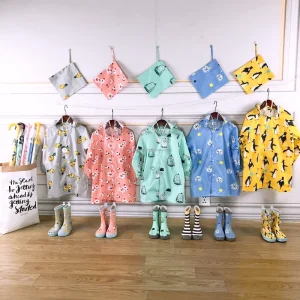 Kids Raincoat Children Rain Suit Cute Waterproof Coated Durable Colorful Kids Raincoat With Hood Fashion