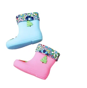 Kids’ Rubber Casual Rain Boots with Animal Prints Waterproof Breathable for 4-6Y