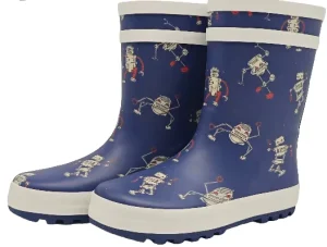 Kids Rubber Rain Boots Navy Blue Constellation Print Waterproof Non Slip with Cotton Lining for Toddler Boys Girls