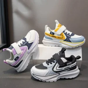 Kids Running Shoes Boys Girls Sneakers Hook and Loop Breathable Cushioning Non Slip