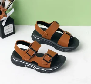 Kids Sandals Children Beach Shoes Leather Sandals with Non Slip Soft Bottom Flats Wearable White Beach Shoes for Boys