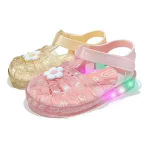 Kids Sandals Girls LED Flashing Lights Bi colourable Possession Infantil PVC Sandal Girl Sandal Jelly Shoes