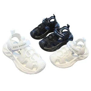 Kids Sandals Summer New Arrival Boys Beach Shoes Closed Toe Mesh Upper Velcro Closure Soft Soled Girls Shoes
