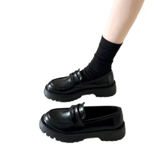 Kids School Shoes Black Boys’ Girls’ Leather Shoes Performance Shoes Spring and Autumn Single Shoes for Students