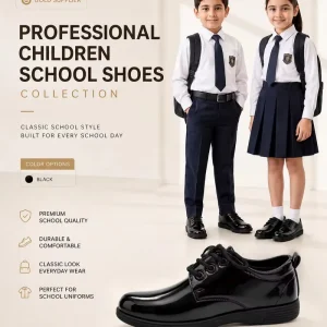 Kids School Shoes Black Uniform Shoes Comfortable Velcro School Footwear Boy and Girls