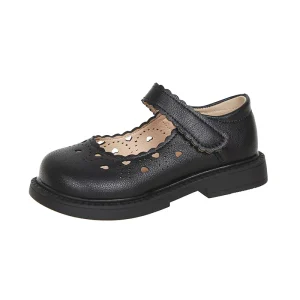 Kids School Shoes for Girls in Black New Baby Cute Girl Princess Shoes Soft and Comfortable Leather