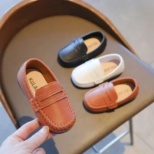 Kids Shoes Boys Hard Sole PU Leather Shoes Children Casual English Wind Hard Sole Boys Flat Shoes