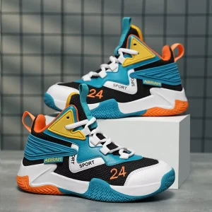 Kids Shoes Custom Unisex Fashion Breathable Sneakers Mesh Kids Basketball Style Shoes