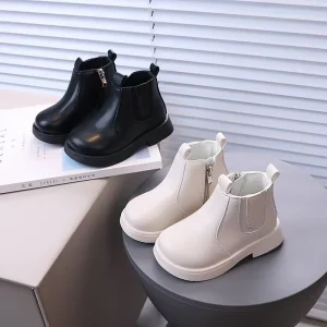 Kids Shoes PU Leather Boy Sport Casual Shoe Autumn Winter Children Short Boot Fashion Non slip Toddler Girls Warm Snow Boots