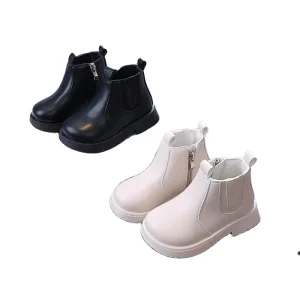 Kids Shoes PU Leather Unisex Children 4 6Y Ankle Bootie Casual Autumn Winter Snow Boots Rubber Sole Non slip