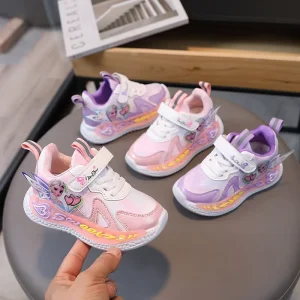 Kids Shoes Running Children’s Cartoon Princess Soft Sneakers Breathable Casual Artificial Leather Slip-On Unisex