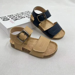Kids Shoes Soled Slippers for Boys and Girls in Summer Children’s Beach Sandals High Quality Custom Logo Kids Wood Sole Slippers