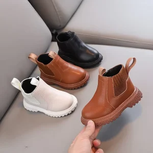 Kids Short Boots Fashion Boys Shoes Autumn Winter Leather Children Boots Non Slip Toddler Girls Boot Toddler Snow Shoes