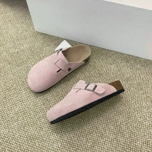 Kids Single Shoes Summer Autumn Cowhide Heightened Cork Sole Slippers New Style Winter Spring Full Half Slides