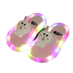 Kids Slides LED Lights Slippers Cartoon Open Toe PVC Children Sandals for Beach