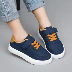 Kids Slip-On School Running Shoes Breathable Waterproof Velcro Closure All-Season Low-Top Soft-Soled Casual