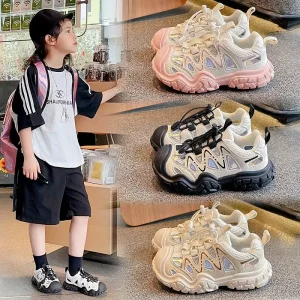 Kids Sneakers Boys & Girls Breathable Casual Basketball Shoes Soft Sole Sports Running Shoes PU Insole Fashion Children’s Shoes