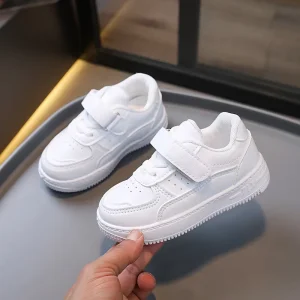Kids Sneakers Casual Spring Autumn Ultra Light Solid EVA Upper Academy Style Hook Loop Closure Velcro White Unisex Baby Shoes