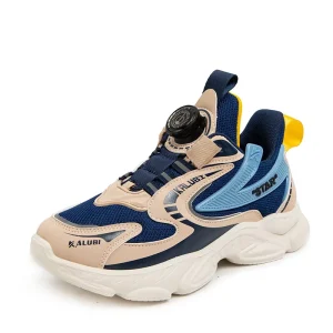 Kids Sneakers Size 26-37 Casual Mesh Upper Sports Shoes for Boys Girls Rotary Buckle Soft Sole Comfortable Running Sport Shoes