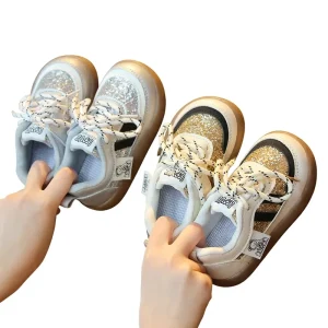 Kids Sneakers Spring Summer Casual Shoes Soft-Soled Velcro Closure Breathable Lightweight Solid Color 1-3