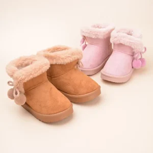 Kids Snow Boots Slip On Solid Color Girls Boys Outdoor Boots Children’s Winter Shoes