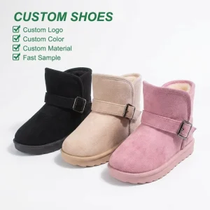 Kids Snow Boots with Furry Lining and Suede Upper Anti Slip Solid Color Mid Calf Boots for Boys & Girls 4 6Y