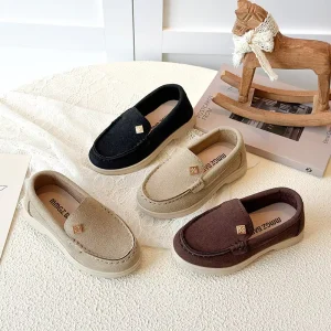 Kids Soft Sole Moccasin Shoes Spring Autumn New Arrivals Unisex Slip On Loafers Dainty Leather Ankle Solid Color Casual