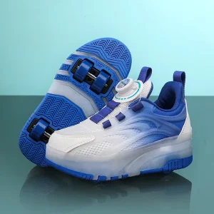 Kids Sport Shoes, Fashionable Breathable Durable Lighted 4-Wheel Roller Skate Shoes, Cotton Upper, TPR Midsole, Custom