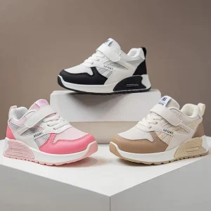 Kids Sport Sneakers Breathable Mesh Hook & Loop Strap Casual Running Shoes Non-Slip Soft Sole for Boys and Girls