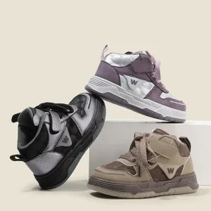 Kids Sports Shoes Autumn Boys Casual Board Shoes High Top Girls Bread Candy Color Kids Dad Shoes