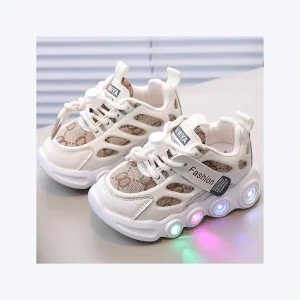 Kids Sports Shoes, Children’s Fashion Sneakers, Breathable Lace-up LED Casual Sport Kids Sneakers for Boys and Girls