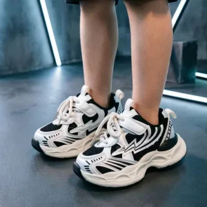 Kids Sports Shoes Pu Mesh Breathable Running Sneakers for Boy Girl