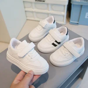 Kids Sports Shoes for School New Fashion Boys GirlsWhite Shoes Non slip Soft Sole Children Casual ShoesHook&loop Trendy