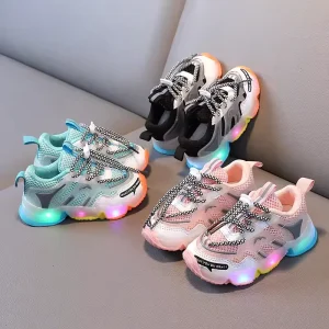 Kids Sports Sneakers with LED Lights Breathable for Daily School Play for Toddlers Winter Autumn Season