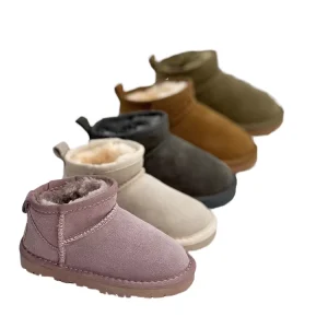 Kids Stinger Micro Boot Ultra Mini Classic Boot Grey Suede Sheepskin Short Plush Keep Warm Uggy Snow Boots