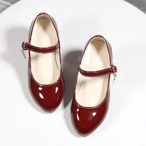 Kids Student Princess Leather High Heel Shoes Fashionable for Party Summer & Winter Seasons