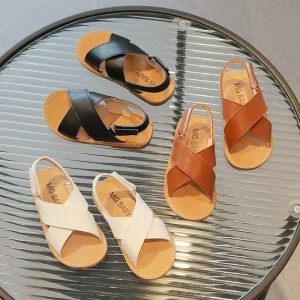Kids’ Summer Fashion Cross Sandals for Boys and Girls Medium Large Children’s Slip On Beach Shoes