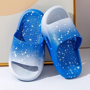 Kids Summer Gradient Printed PVC Lining Children’s Slippers Boys and Girls Indoor and Outdoor Home Parent Child Slippers