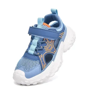 Kids Summer Sneakers Breathable Cushioning Anti-Slip Wear-Resistant Hook & Loop Lightweight Fashion Casual Walking Shoes