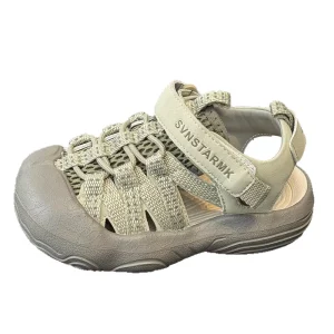 Kids Summer Style Boy’s Girl’s Closed Toe Mesh Breathable Velcro Closure EVA Outsole Sports Sandals Toe Covering Shoes